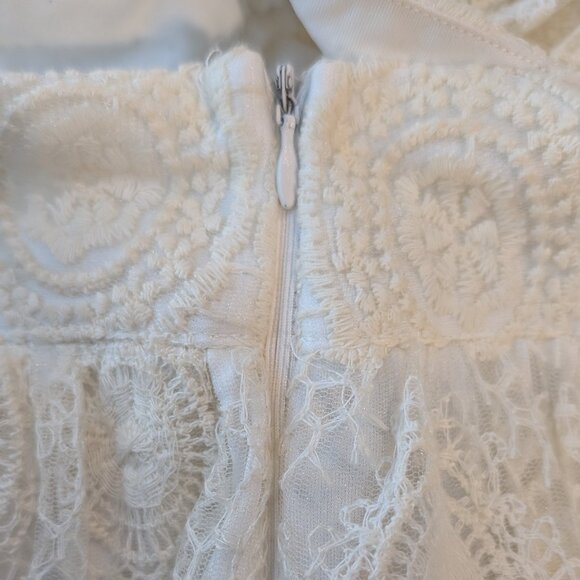 White Lace Two-Piece Skirt and Top Set - Picture 9 of 12